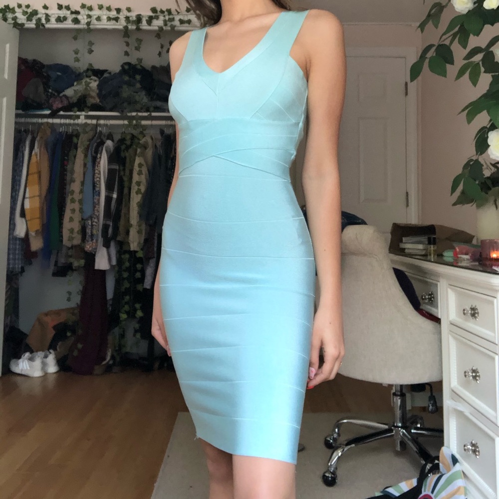 sky blue bodycon dress